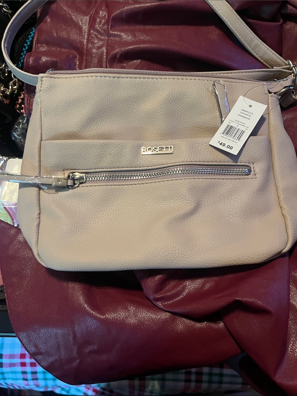 Rosetti Pale Beige Crossbody Bag with Front Zip